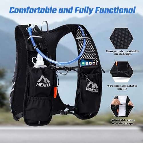 Running Vest Women & Men, Hydration Vest with 500ml TPU Water Bottle, Lightweight Comfortable Running Backpack, 7L Capacity Fits 2L Bladder for Trail Running Cycling Hiking Marathons — view 5