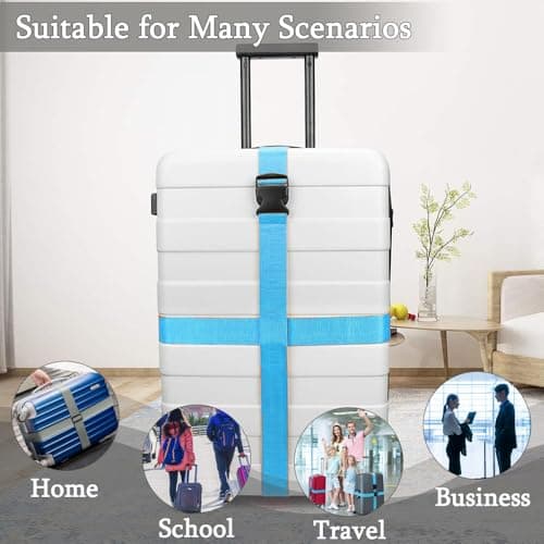 Luggage Suitcase Straps Set Adjustable Travel Packing Straps with Buckles Luggage Belts for Travel Bag Suitcase ((Orange,2)) — view 5