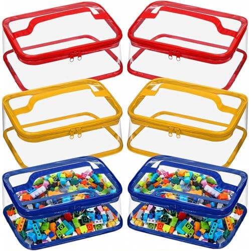 6 Pcs Toy Storage Bags Clear PVC Zipper Bags for Kids Toys Organizing