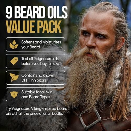 Beard Oil Sampler Kit for Men – 9 Cologne-Grade Fragrances – Lightweight Conditioning Beard Oil Set – Travel Size Beard Grooming Collection (9 × 1.5 ml) — view 2