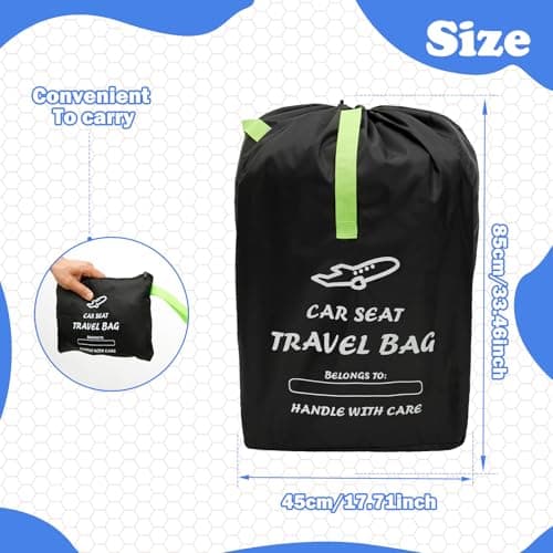 NZWBSHSSP Car Seat Travel Bag for Airplane Gate Check - Universal Large Waterproof Baby Car Seat Bag with Shoulder Strap & Storage Pouch for Infant Child Seats Baby Travel Essentials — view 2