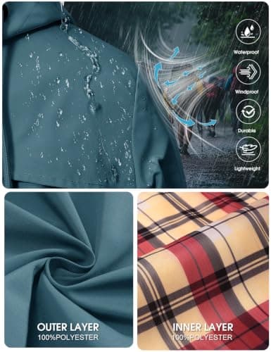 Tuopuda Womens Waterproof Jacket Long Raincoat with Hood for Hiking Travel — view 5