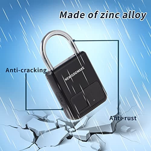 Fingerprint Padlock, Smart Padlock with USB Charging Support, Fingerprint Lock, Biometric Lock Suitable for Luggage, Bookcase, Suitcase, Backpack, Bike, School Locker, Gym Locker Lock(Black) — view 4