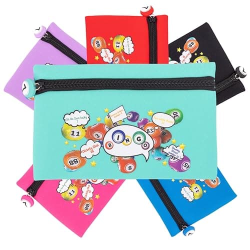 evelay Bingo Dabber Case Holder Storage Bag | Fun Bingo-Themed Design | Holds Multiple Dabbers & Pens | Lightweight Travel Case with Lucky Number Zip Pull | Teal