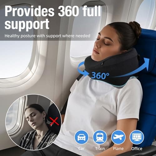 Travel Pillow, Memory Foam Neck Pillow for Travel, 360° Support for Flights — view 4