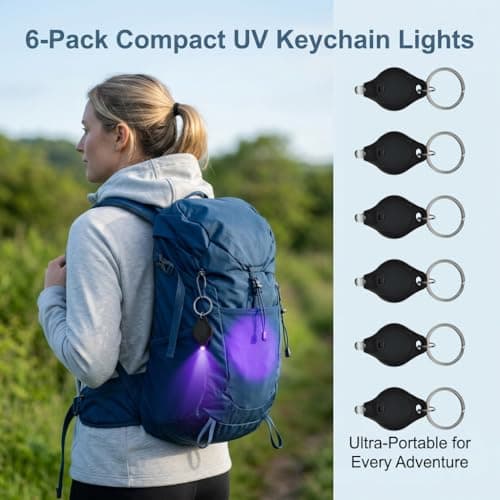 6 Pcs Note Checker Blacklight Mini LED Keychain UV Light Pocket Size Torch — view 5