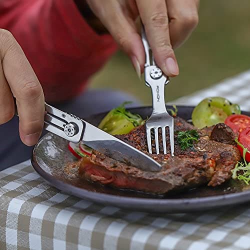 ROXON 3-in-1 Knife Spoons Fork Camping Utensils Set with Case — view 5