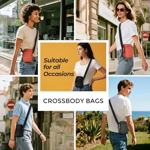Small Anti Theft CrossBody Bag with Zipper Lock, RFID Blocking & Water Resistant - Sling Chest Shoulder Bag for Men Women, Water Resistant Messenger Bags for Runner Workout Hiking Cycling Travelling — view 2