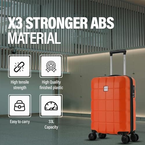 ATX Luggage 55x36x20cm Cabin Suitcase Super Lightweight Small Suitcase Approved for 100+ Airlines Including EasyJet, Ryanair, British Airways & Virgin Atlantic (Orange, 21Inches, 33Liter) — view 3