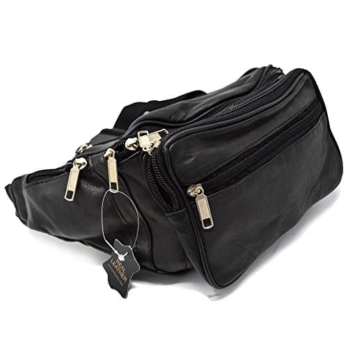 Leather Waist Bag Bum Bag Travel Pouch Pack 5 zips — view 4