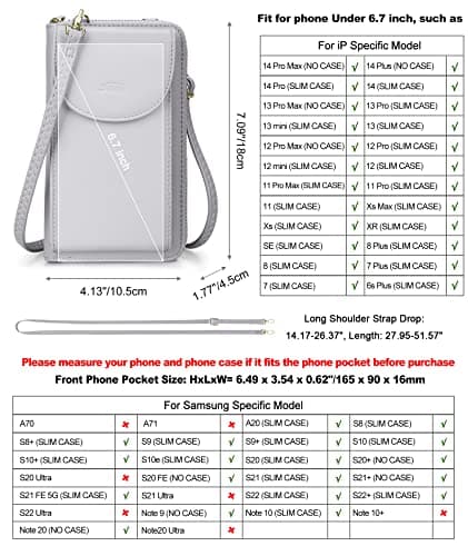 S-ZONE PU Leather RFID Blocking Crossbody Cell Phone Bag for 6.7 Inch Cellphone Women Leather RFID Blocking Wallet Purses with Credit Card Slots — view 3
