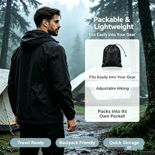 Waterproof Jacket Packable Packaway Hood Lightweight Waterproof Jacket — view 5
