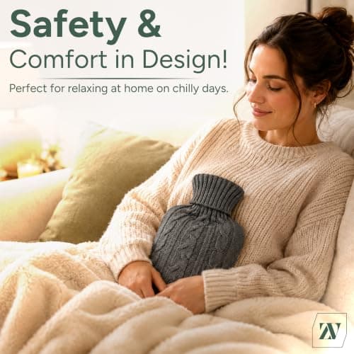 Zuvo Hot Water Bottle with Soft Knitted Cover, 2L, Leakproof, for Adults — view 2