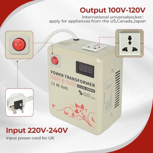 uyoyous 3000W Step Down Transformer Step Down Voltage Converter US to UK — view 4