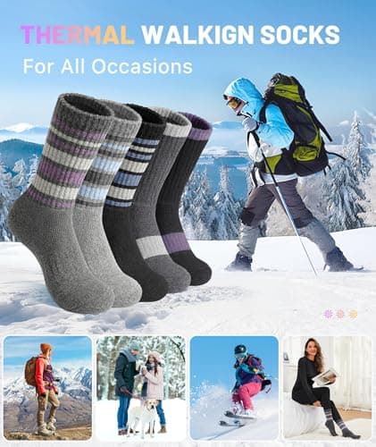 SIMIYA 5 Pairs Merino Wool Socks Womens Cosy Warm Thick Thermal Socks — view 6
