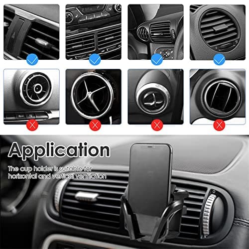 Tawveml Car Cup Holder Mount, 2 in 1 Adjustable Smart Phone Mount Bracket Stand Cradle Car Air Vent Cup Holder for Hot Drinks Compatible with Most Vehicles (Silver&Black) — view 5