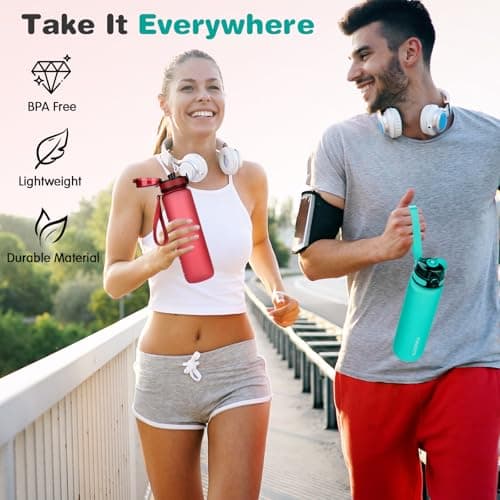 Gobravio Water Bottle 1l BPA Free Sports Bottle Leakproof Dishwasher Safe for Teenager, Adult, Sports, Hiking, Gym, Outdoor, School & Office — view 6