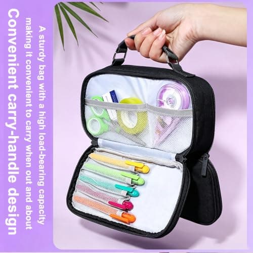 MIUTME Large Pencil Case with Compartments and Handle,Big Capacity Canvas Pencil Pouch with Zipper,Aesthetic Pen Pouch Organizer,for School and Office Stationery — view 6