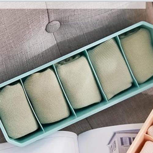 Sxhlseller Portable Plastic Sock Storage Box | Multi-Compartment Underwear Organizer for Drawer Closet Travel, Durable Stackable Sorting Box — view 5