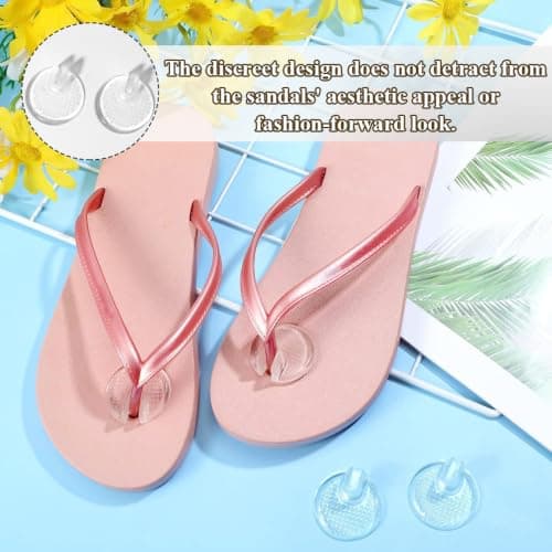 LBEWXAU 6 Pairs Flip Flop Cushion Pads, Toe Seam Guards Protectors Comfortable Forefoot Padding Inserts Anti-Slip and Reuse for Health and Household, Beach, Outdoors Travel(Transparent) — view 4