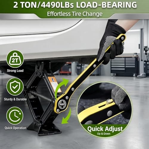 2 Tonne Scissor Jack Kit for Car SUV Universal Tyre Change Tool Set with Ratchet Wrench, Lug Nut Wrench (17/19/21/23mm), Gloves & Bag, Emergency Roadside Recovery Lifting Kit for Vehicle Van — view 4