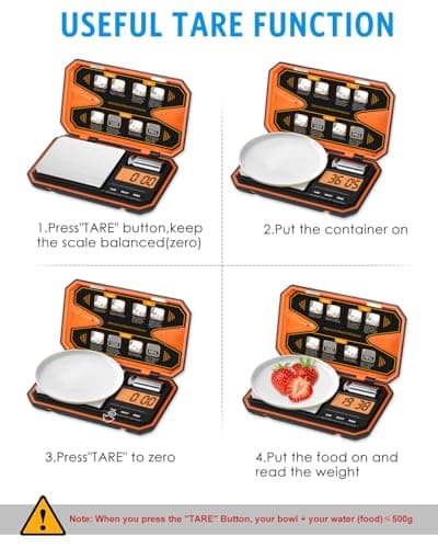 Brifit 500g Digital Kitchen Scale, High-Precision Pocket Scale with 50g Calibration Weight, Portable Jewelry Scale with Tare Function, Unit Conversion & Backlit LCD, 0.01g Accuracy, Batteries Included — view 4