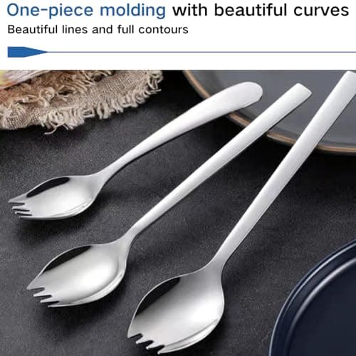 WEKTUNAA 6-pack Stainless Steel Sporks for Everyday Use, Back to school lunch supplies Camping Hiking Heavy Duty Flatware set,7.6-inch (M) — view 5