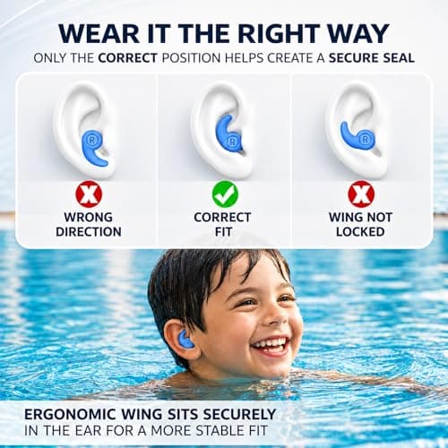 Kids Swimming Ear Plugs, 4 Pairs Waterproof Silicone Reusable Earplugs, Ear Protection for Showering Swimming Bathing Surfing for Children 4-12 Years Old — view 3