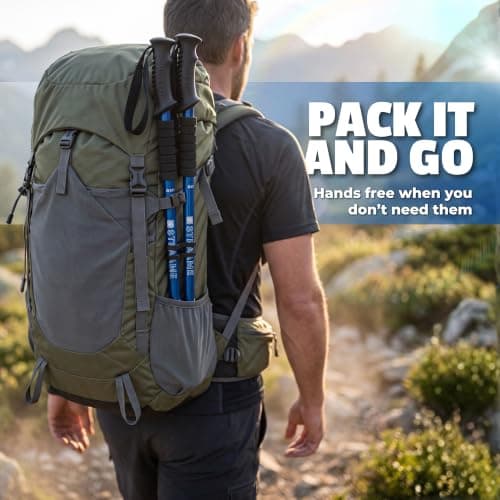 Straame Telescopic Walking Sticks 2 Pack, 65-130cm Trekking Poles (Blue) — view 4