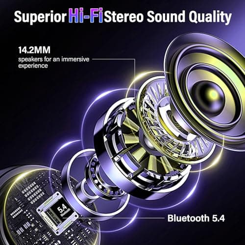 Wireless Earbuds, 2026 Bluetooth 5.4 Headphones In Ear with ANC/ENC Noise Cancelling Mic, HiFi Stereo Bluetooth Ear buds with Multifunctional Touchscreen, 5 EQ Modes Bluetooth Earphones, Purple — view 2