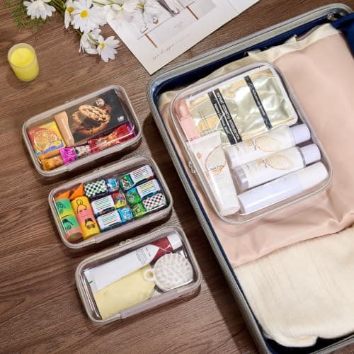 WELPIRT Clear Zipper Pouches,Hard Shell Zipper Case, Toiletry Bag for Travel, CLear Diaper Bag, Toiletry Pouch, Travel Organizer, Cosmetic Bag,Toy Storage Bins, Gray, M+3S, Gray — view 6