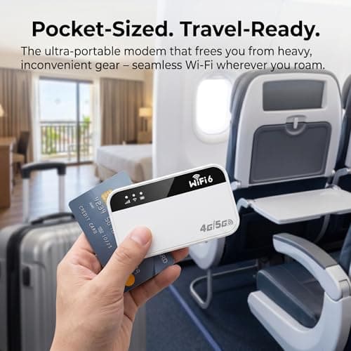 5G Portable WiFi 6 Router, 3000mAh Battery, SIM-Free, Up to 15 Devices — view 3