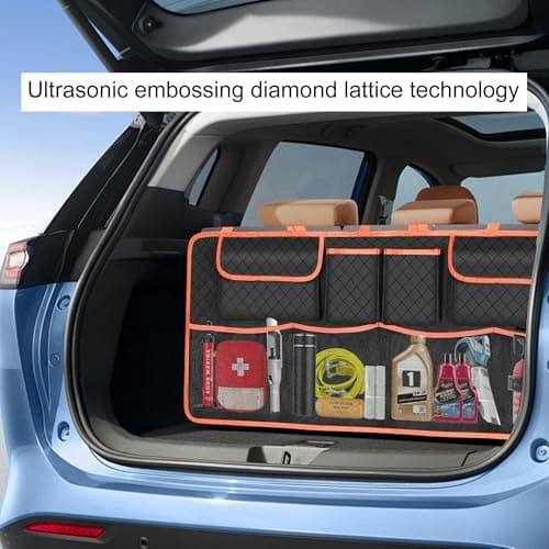 NEWFOM Car Trunk Organizer and Storage, Large Capacity Backseat Hanging Storage Car Accessories, Backseat Car Organizer for SUV/MPV/Truck (Orange) — view 6