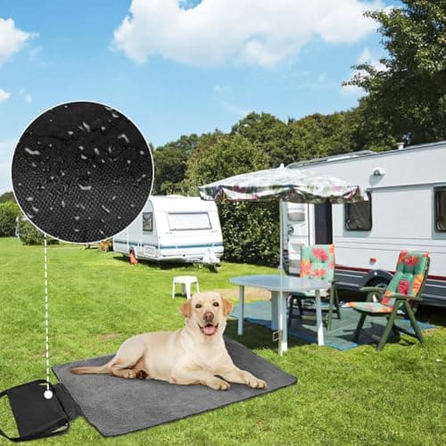 Adiwo Portable Pet Throw Blanket, 100x70cm Foldable Waterproof Reversible Floor Mat for Dogs Cats, Large Washable Dog Bed Blanket for Indoor Outdoor Camping Travel, Black — view 2