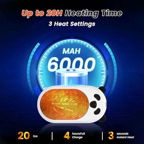 Aussido Rechargeable Hand Warmers 2 Pack, 6000mAh 20Hrs Long-Lasting Heat, Electric Hand Warmer for Camping Hiking Fishing, Portable Handwarmers for Men Women (Panda Shape） — view 2