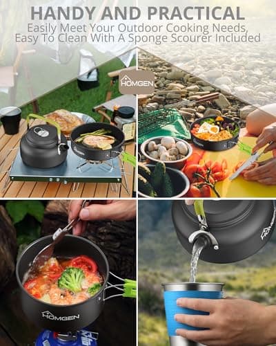 HOMGEN Aluminium Camping Cooking Set with Folding Cutlery for 2-3 People — view 5