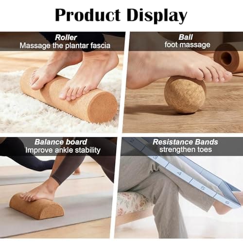 Ninnyi Cork Roller Balance Board with Massage Ball and Resistance Bands, Foot Strengthener Trainer, Ankle Balance Board for Gym, Office, Home — view 3