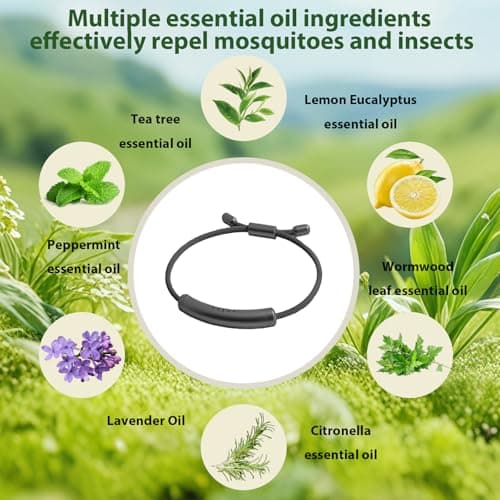 Itonash Mosquito Repellent Bracelet, Mosquito Repellent Wristband Adjustable Essential Oil Anti Mosquito Bracelet with 6 Replacement Sticks for Kids Adults Indoor Outdoor Trip (Midnight Black) — view 6