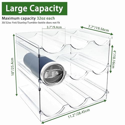 Water Bottle Storage Organiser for Cupboard, Stackable Home Kitchen Storage & Organisation Rack, Plastic Bottle Holder for Fridge Pantry Organizer and Storage, Travel Mug Thermos Flask Cup Organiser — view 2