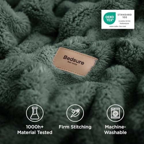 Bedsure Bubble Fleece Throw Blanket - Lightweight, Sage Green, 150x200cm — view 5