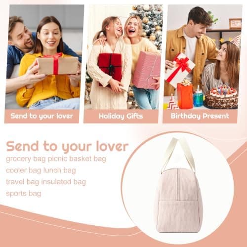 Crevice Insulated Portable Corduroy Lunch Bag 8L for Women and Men — view 4