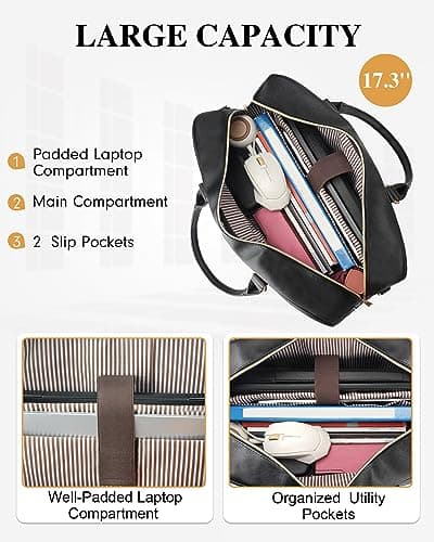 Taygeer Tote bags for women, Convertible Leather Quilted Tote Bag — view 5