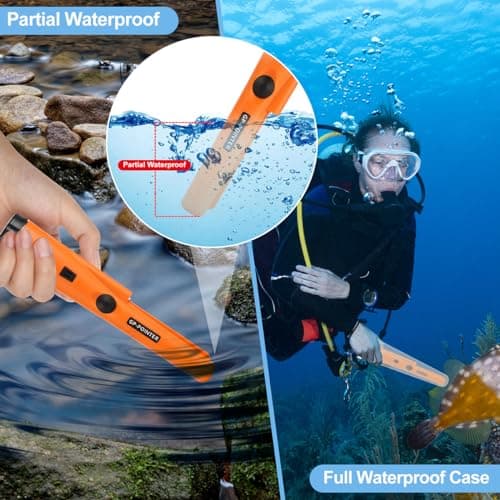Metal Detector Pinpointer for metal detecting,Treasure Hunting, 360°Search Gold Treasure Pinpointing Finder Probe with Belt,Holster, LED,Waterproof Tool Accessories for Adults,Kids (Orange) — view 5