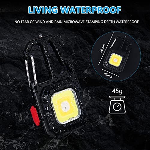 URAQT Mini LED COB Flashlight, 1000 Lumens 500mAh 7 Light Mode Upgraded Handheld Keychain Torch, Work Multifunctional Emergency LED Keyring Flashlight Rechargeable with Window Breaker Bottle Opener — view 4