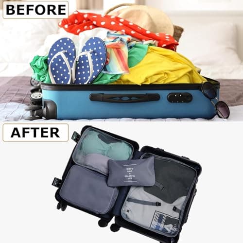 LANSKLBD 6/8 Set Packing Cubes for Suitcases Travel Luggage Packing Organizers,Travel Accessories Essentials Luggage Organizer with Shoe/Tioletry/Laundry Bag (Grey, 6 set) — view 6