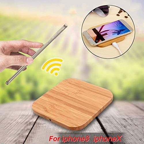 lopituwe Qi Certified Fast Bamboo Wireless bamboo Charger Wood Pad Compatible for Samsung Galaxy — view 2