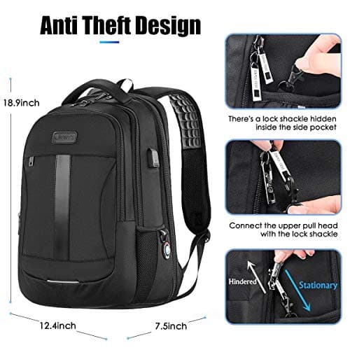 Laptop Backpack, Anti-Theft Business Travel Work Computer Rucksack with USB Charging Port, Large Lightweight College High School Bag for Boy Men Women (15.6inch) — view 6