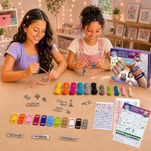 Paracord Bracelet Making Kit with Charms - Art & Craft Gift for KIDS Age 8 9 10 11 12 & Teens 13 14 Year Old. Make Your Own Friendship & Jewellery for Birthday, Travel Activity, Camp & Project — view 2