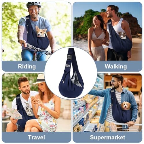 Adiwo Dog Carrier Bag Dog Sling, Reversible Hands-free Puppy Carrier for Small & Medium Dog Cat, Soft Breathable Dog Carrier Slings, Adjustable Shoulder Strap Pet Bag For Outdoor Walking Travel — view 6
