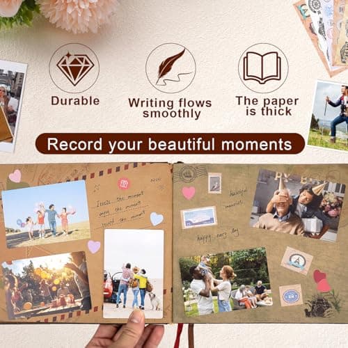 Our Adventure Book 146 Pages,With Vintage Locks Photo Album Scrapbook,3d Embossed Cover Design,Travel Scrapbook With Gift Box For Anniversary Wedding Holiday Valentines Day Birthday — view 6
